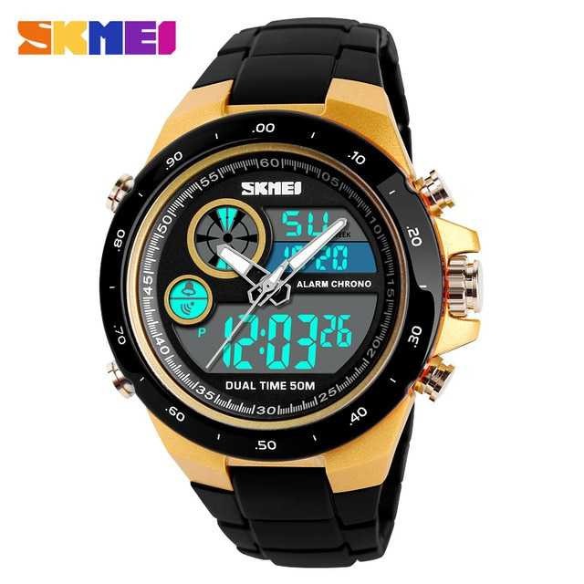 Jam Tangan Digital Analog Pria - SKMEI 1429 Gold