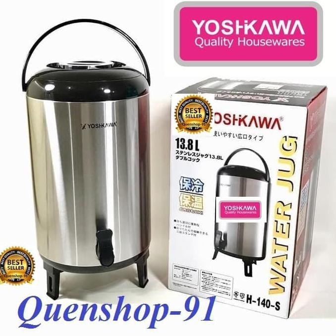 Pengiriman Cepat YOSHIKAWA WATER TANK THERMOS AIR JUMBO STAINLESS STEEL 13.8 L H-140S PROMO