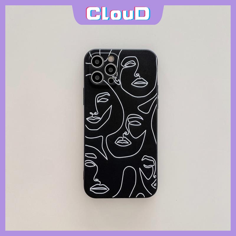 Couple Straight Edge Soft Tpu Cover Xiaomi Redmi Note 9s 9 8 9Pro 10 10pro 10s Plus POCO M3 POCO X3 Pro Redmi 10 9C 9A 9T 9 NFC Mi 10 10T 11 Lite Simple Art Line Face Phone Case