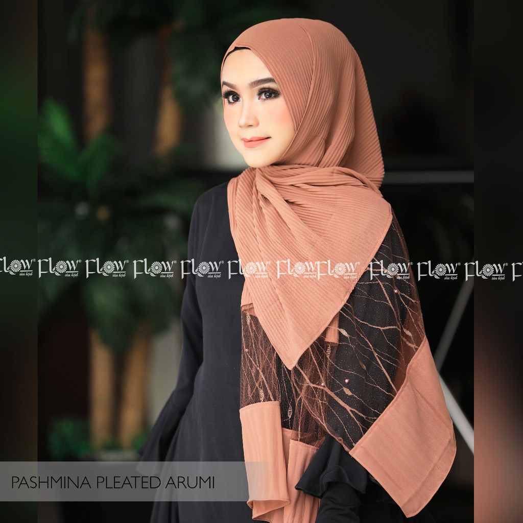 PASHMINA PLISKET ORI FLOW | Jilbab Pashmina Plisket Pleated Arumi Ori Flow