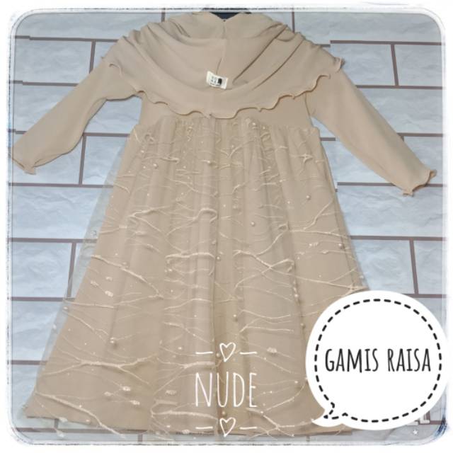 Pearly Dress Coklat Susu Gamis Anak Murah Grosir Hijab Pesta Tule Akar Mutiara Pusat Gamis dan Hijab