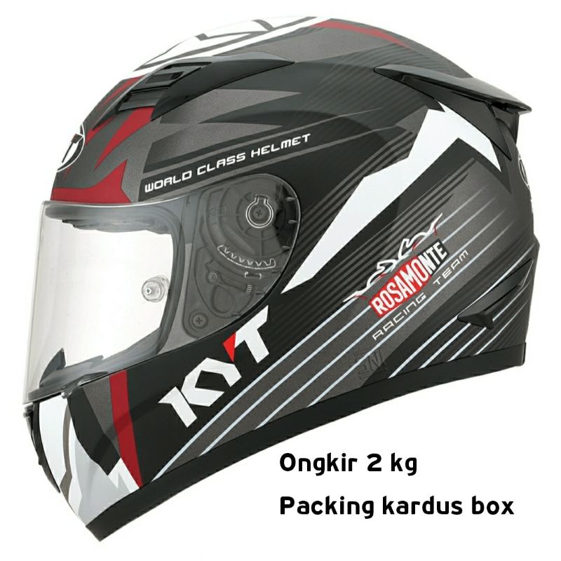 Helm KYT R10 Original Flat Visor Race Edition #3 Rosamonte Gunmet Doff White