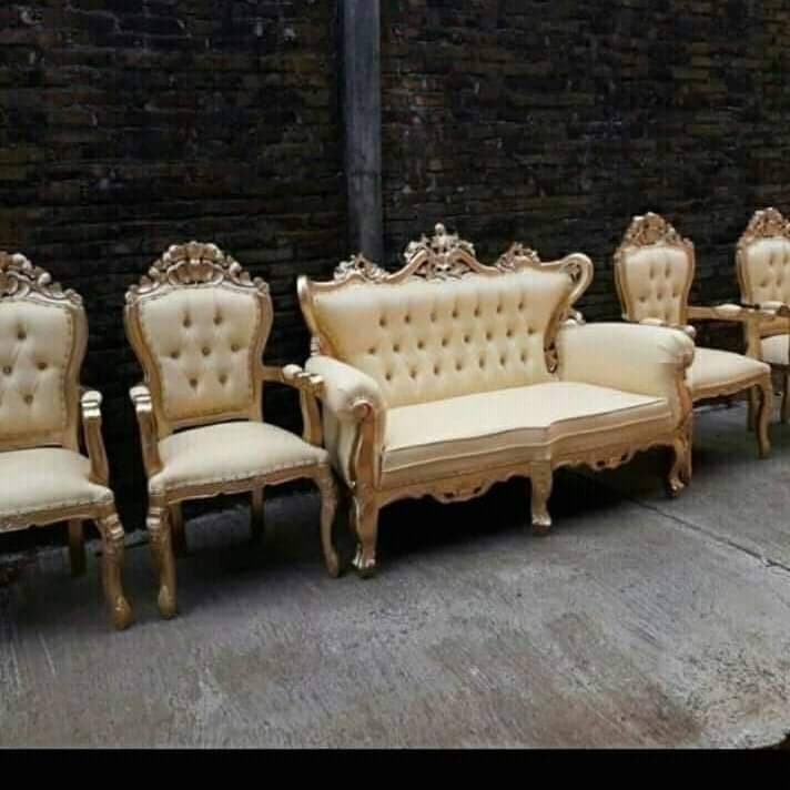Kursi Set Pelaminan Produk Asli Jepara Bahan Kayu Jati Jok Kain Oscar Warna Sesuai Keinginan