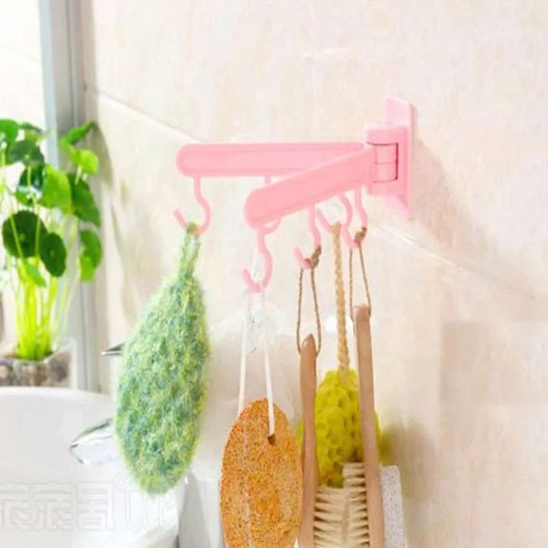 Gantungan Pengait 6 Kait Tempel Dinding Plastik Wall Hook Dengan Double Tape Hanging Organizer