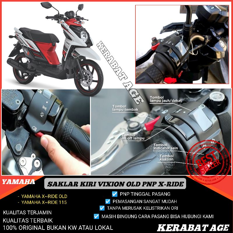 Jual Aksesoris motor xride 115 Saklar vixion pnp xride original