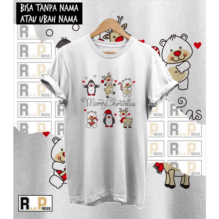 KAOS NATAL CHIBI HEWAN LUCU MERRY CHRISTMAS COMBED 30S BAJU NATAL