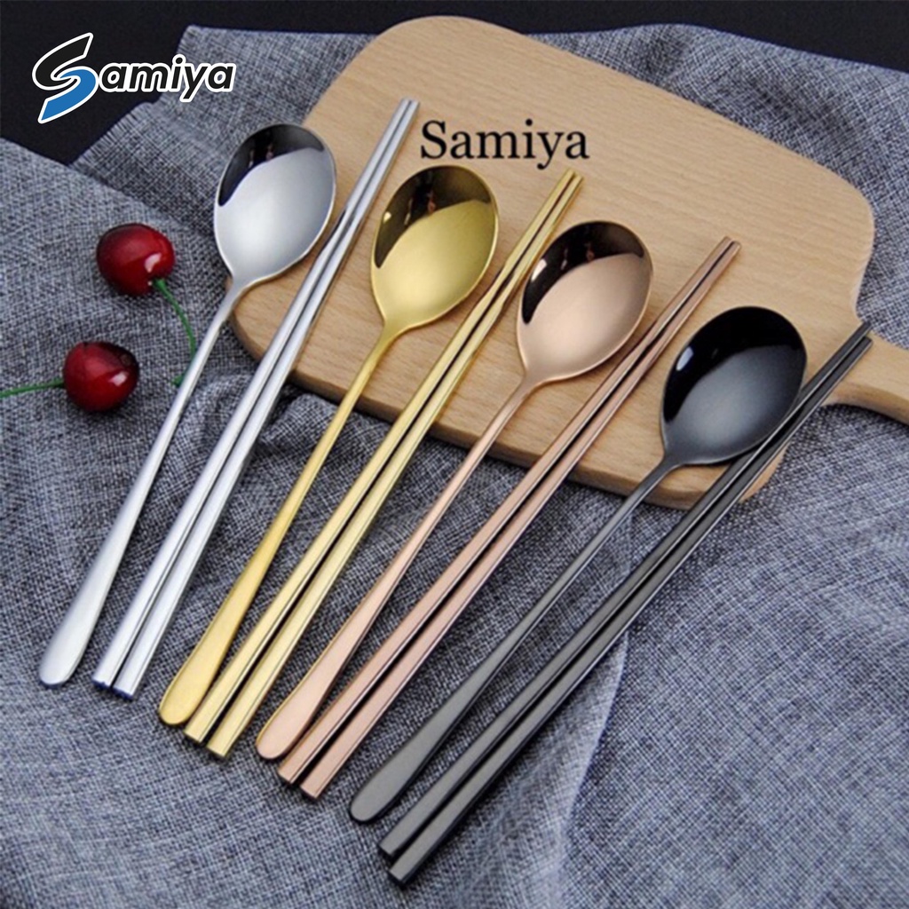 Sendok sumpit korea stainless / chopstick spoon korea / sujeo set