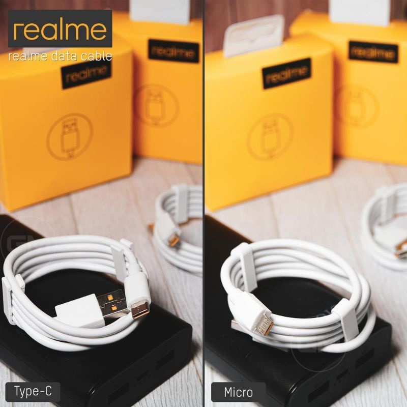 KABEL DATA REALME VOOC MICRO USB &amp; TIPE-C ORIGINAL SUPPORT FAST CHARGING IMPORT