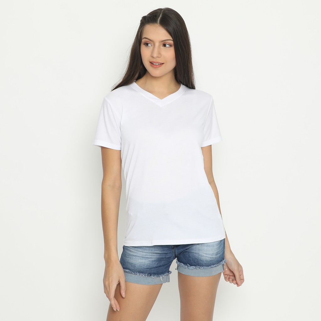 AMORNINGSHIRT - KAOS POLOS VNECK TANGAN PENDEK PUTIH / KAOS VNECK / KAOS TERLARIS / KAOS UNISEX