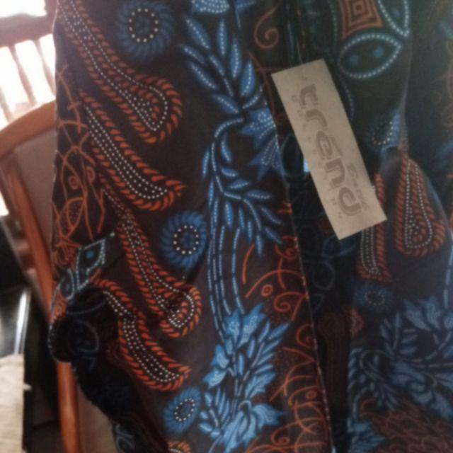 Seno Kawung Biru Kemeja Batik Pria Lengan Panjang M L Xl Xxl
