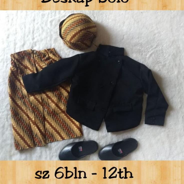 Paling Sesuai.. BEST SELLER BESKAP Baju Adat Jawa SOLO HITAM bahan halus adem lembut bayi anak SD SM