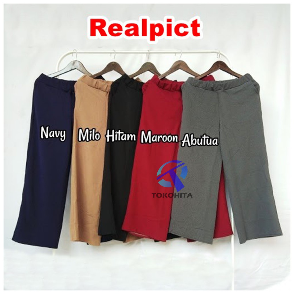 CELANA KULOT WAFFLE JUMBO WANITA PANJANG DAN 7/8