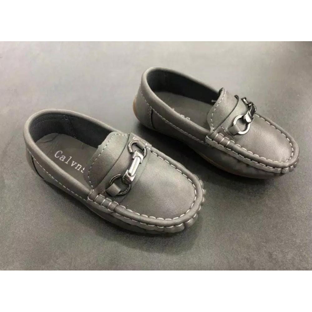 Sepatu Slip On import  Anak Laki - Laki / Sepatu Pantofel / Slip On abu tan