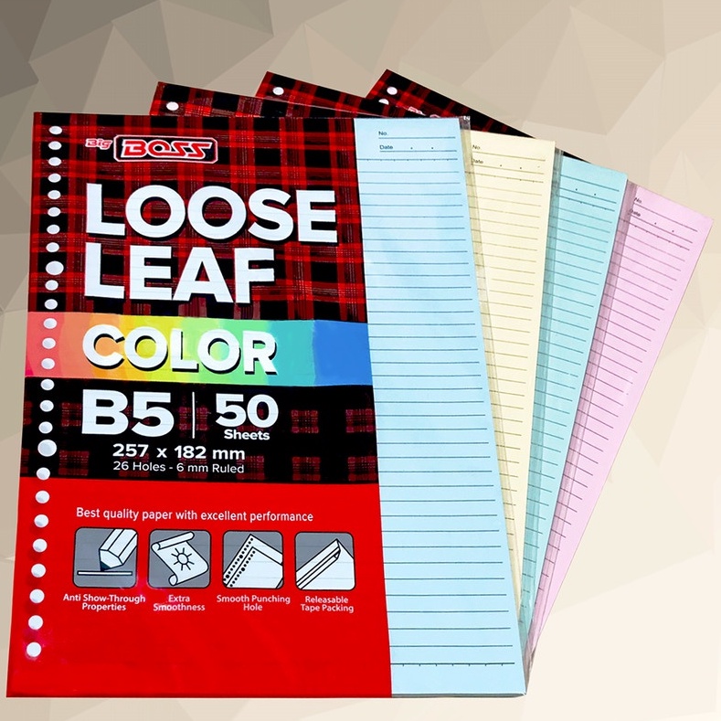 

LOOSE LEAF B5 BIG BOSS WARNA ISI 50 / ISI BINDER B5 WARNA ISI 50