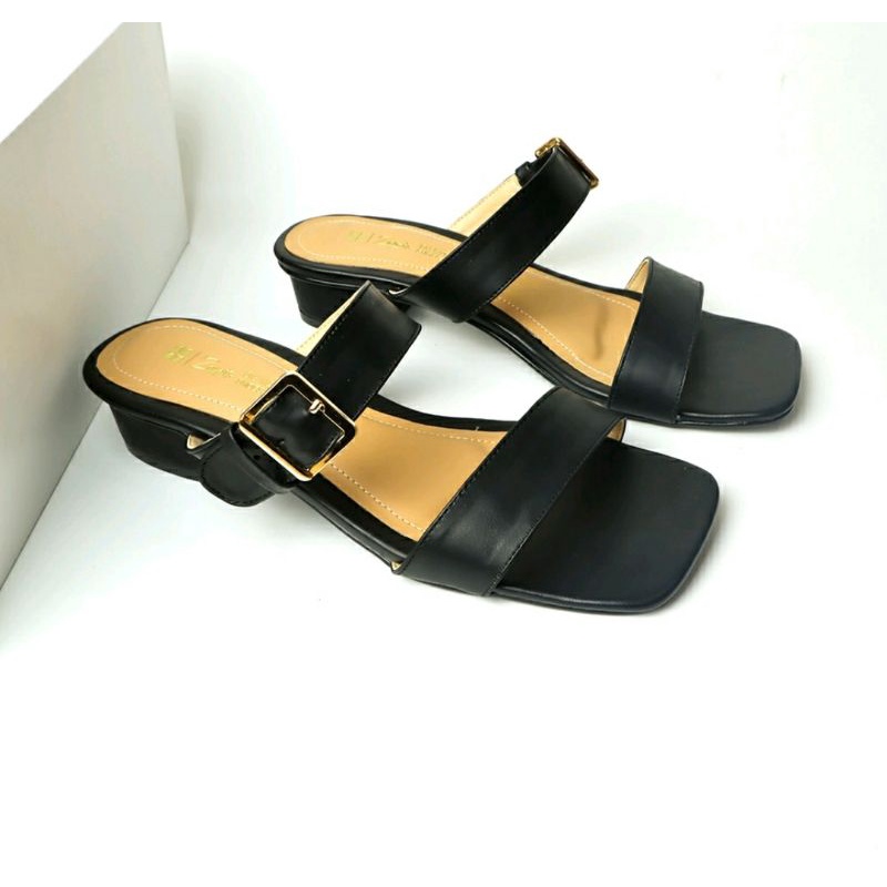 Koleksi Slop BIG Size 41-45 /Sandal Kasual Wanita Ukuran jumbo Hitam / Pesta Original