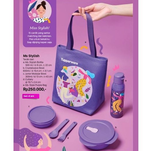 

Promo Aneka Bekal Tuperware Ms Stylish Go Green Miss Belle Fit to go Simply Lunch Mickey Lunch Set Bekal