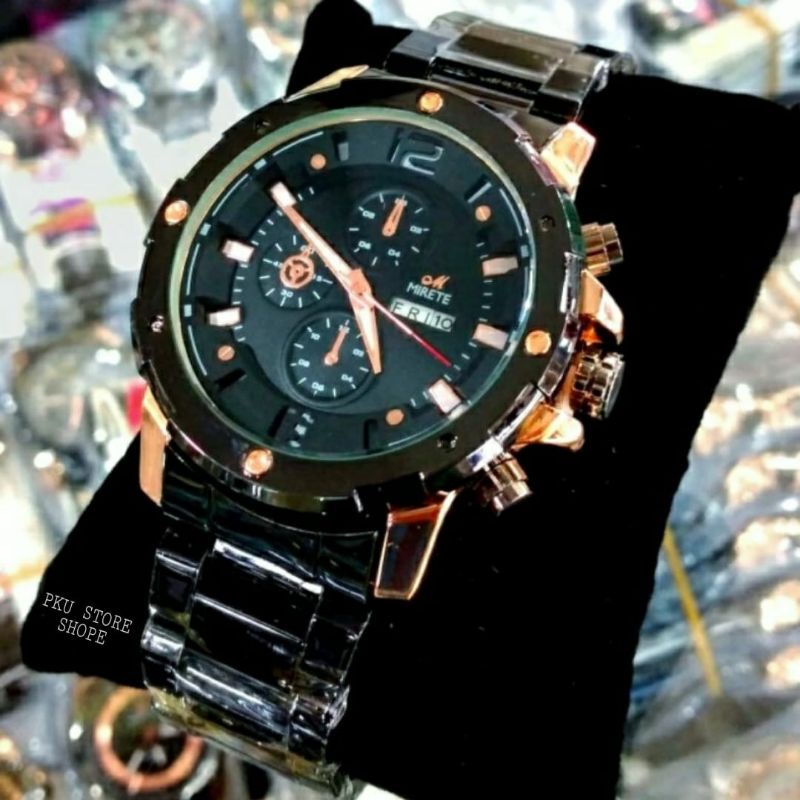 Jam Tangan Anti Air Promo!!! Jam tangan pria mirete terlaris Water resistant || free box Exclusive || jam tangan pria mirete original strap stainliss anti karat || tanggal hari aktif model fashion pria/cowok bayar di tempat