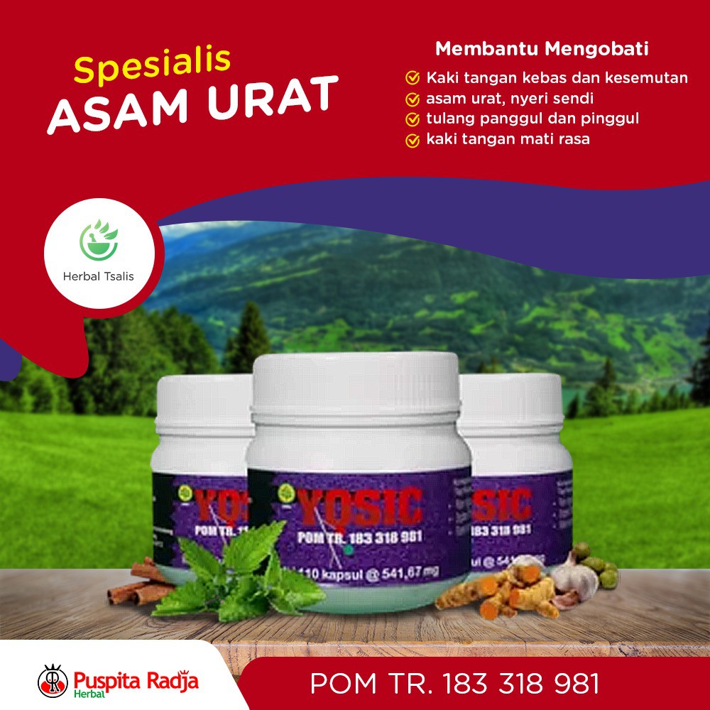 YOSIC OBAT HERBAL ASAM URAT KAKI KEBAS GERINGGINGAN MATI RASA NYERI SENDI KESEMUTAN PUSPITA RADJA