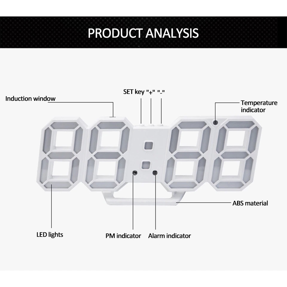 HOME CREATIVE Jam Meja Alarm 3D Jam Dinding Digital 3D Jam Alarm LED Elektronik Jam Meja Hias Jam Multifungsi Murah Jam Desain Unik Kekinian Pajangan Kamar Pajangan Ruangan Jam Taffware