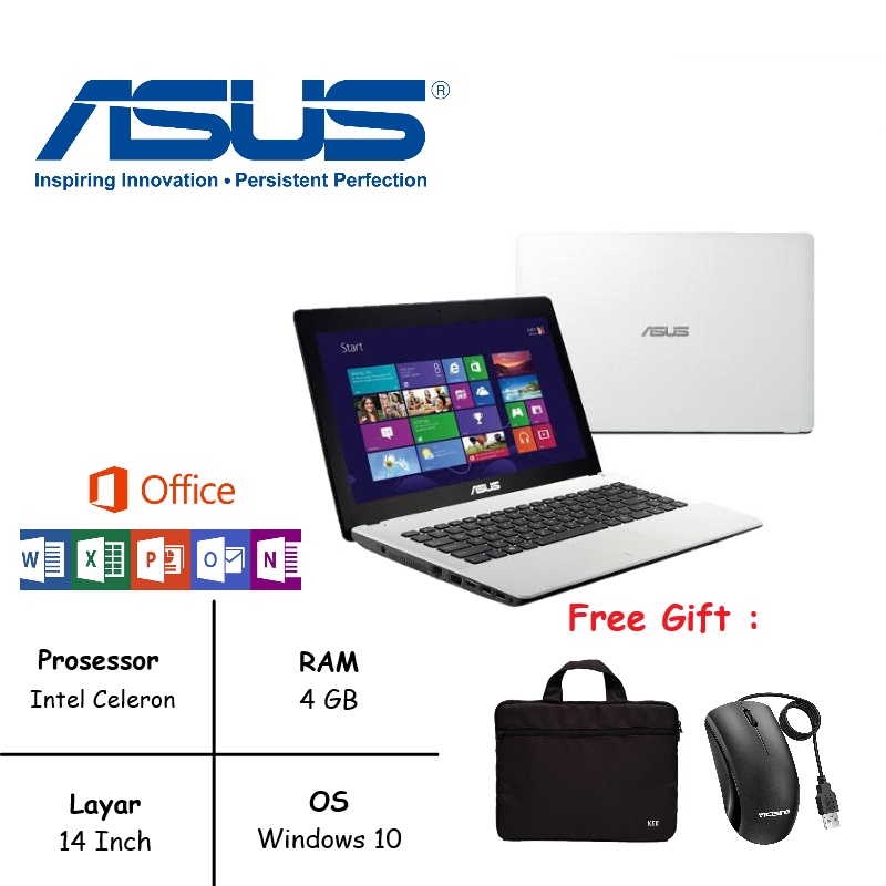 Laptop asus intel celeron dual core amd ram 8gb hdd 1tb windows 10 termurah