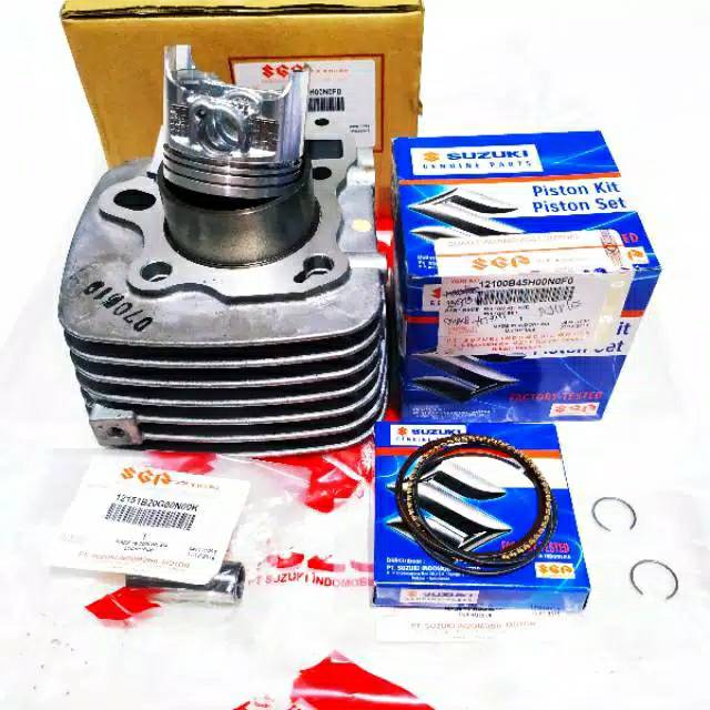 Paketan Blok Seher Komplit + Piston Kit Std Smash Titan Original SGP 11210-45H00-0F0 / 12100-45H00-0F0