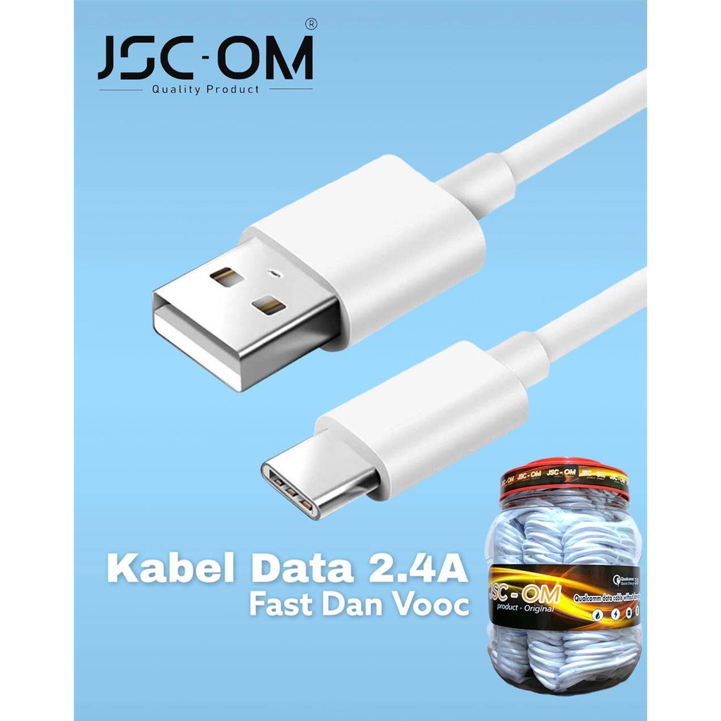 KABEL DATA CHARGER JSC-OM TYPE C POLOS UP TO 2.4A SUPPORT FASTCHARGING MURAH MERIAH PATEN