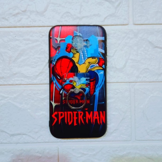 Case Handphone Samsung J2Pro+Ring Motif Kartun Deadpool Hulkbiru Spiderman Hulk hijau Thor Realpict