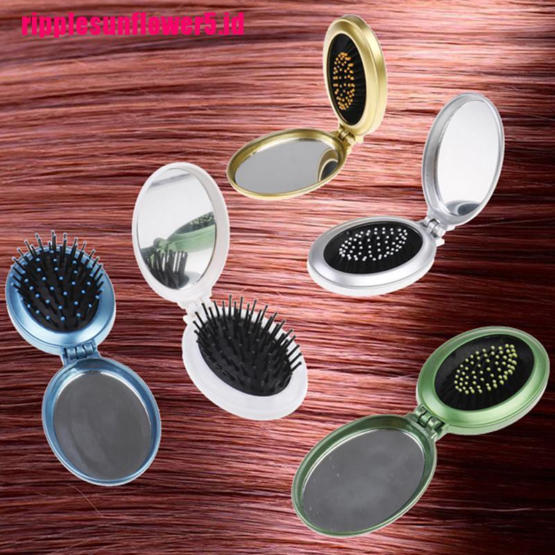 # Kaos T-Shirt Wanita Lengan Pendek Motif Print #Sisir Rambut Lipat Portable Dengan Cermin