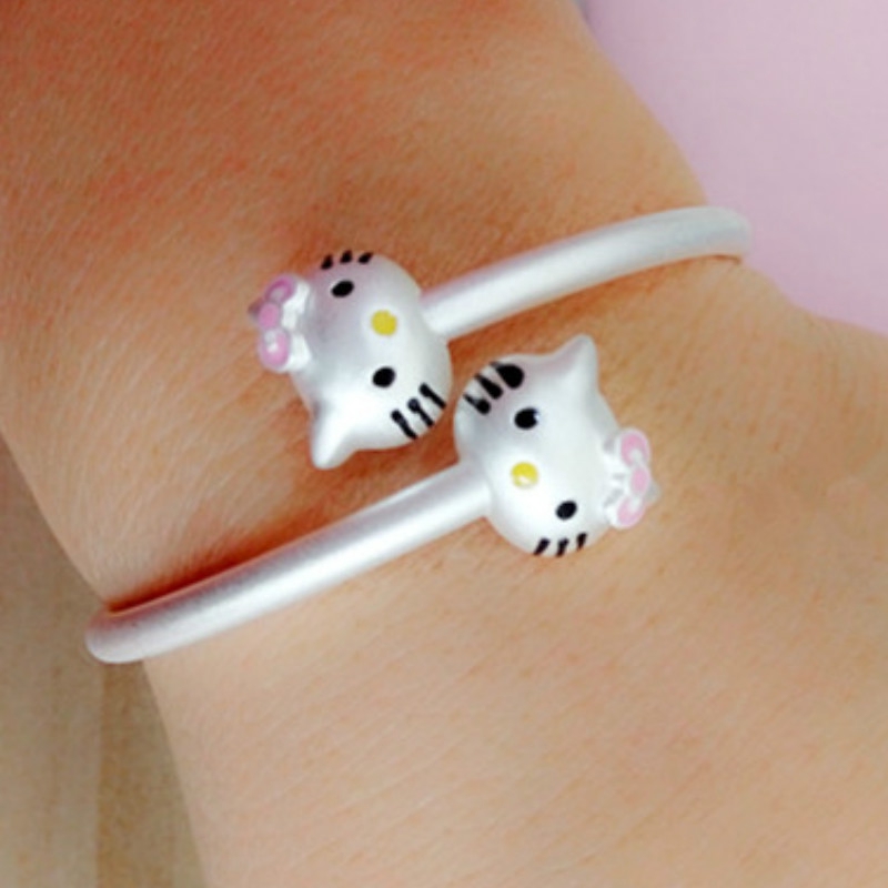 Hello Kitty 925 Silver Bangle Bracelet Child Hand Jewellery