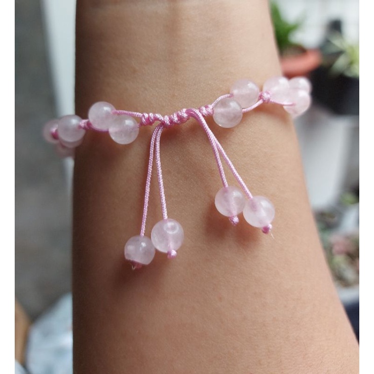 Gelang rose quartz dan liontin orgonite rose quartz