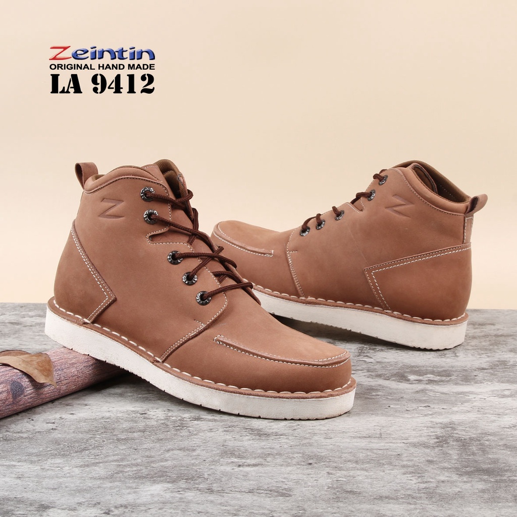 Zeintin - Sepatu Boots Pria Bahan Kulit Asli Berkualitas Sepatu Boots Kerja Lapangan Pria Formal Original Zeintin LA