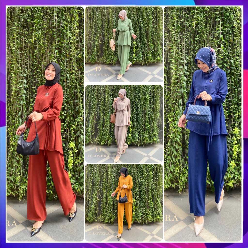 [RESTOCK] Lora Set Series 2 (Tunik + Celana) Original By Dlovera Setelan Wanita Stelan Cewek Setcel 