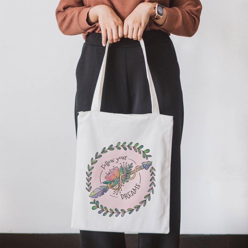 Sevine Tote Bag Resleting Tas Wanita Totebag Quote Time to travel -  TG