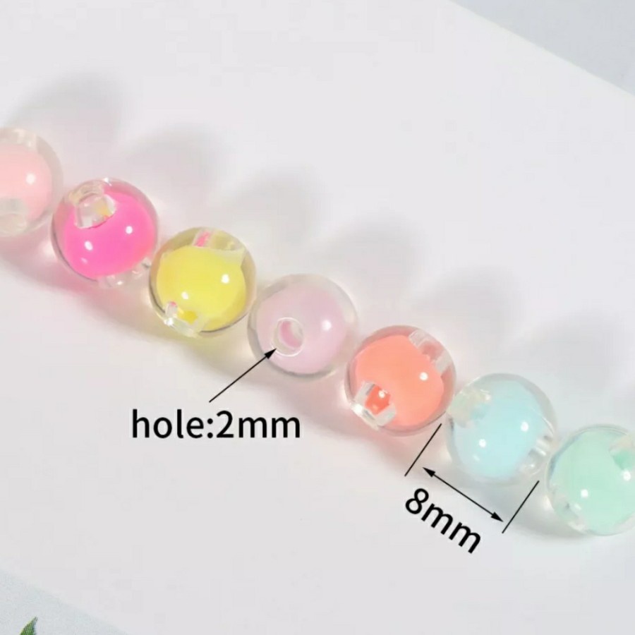 ISI 50PCS MANIK MOTE AKRILIK PASTEL ISI 8MM BAHAN KERAJINAN TANGAN DIY CANTIK BERKUALITAS