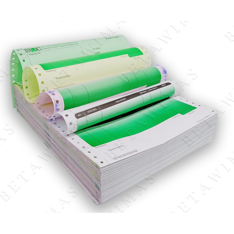 

Kertas Continuous Form Cetakan 1 box ukuran 9.5" x 11" 2 - 4 untuk 2 - 4 ply dan 1 - 4 warna