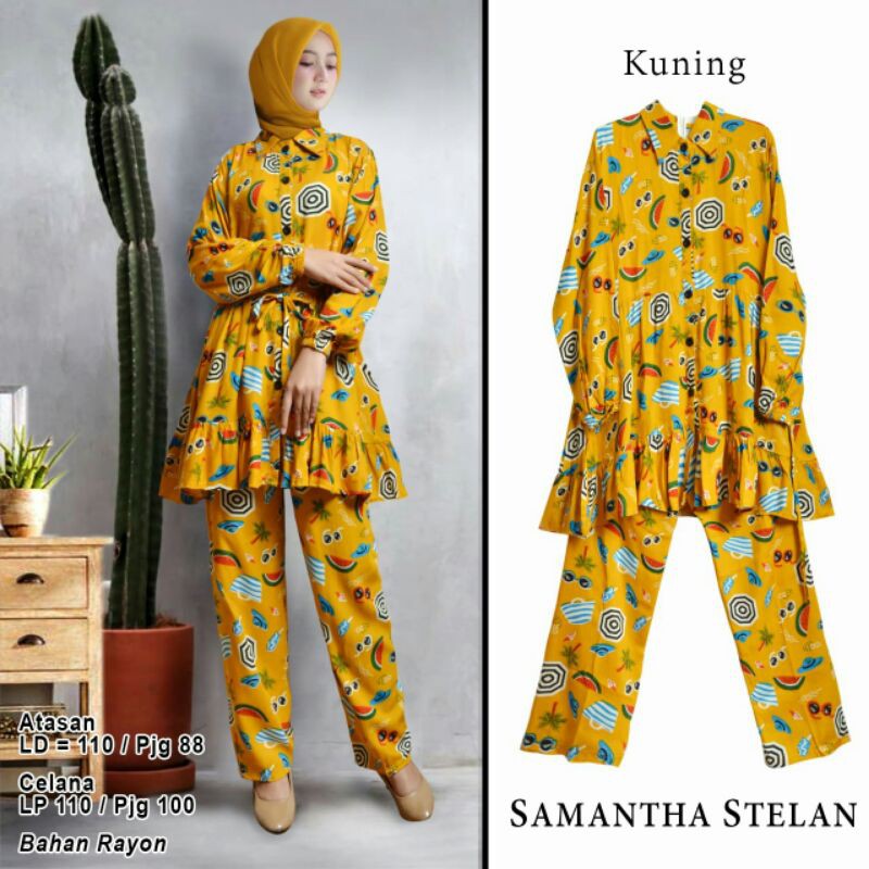 Funie3 Stelan Samantha Bahan Katun Rayon