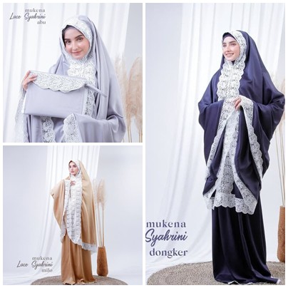 New Mukena Dewasa LACE SYAHRINI ~ Mukena Cantik Bahan Lembut Adem & Nyaman