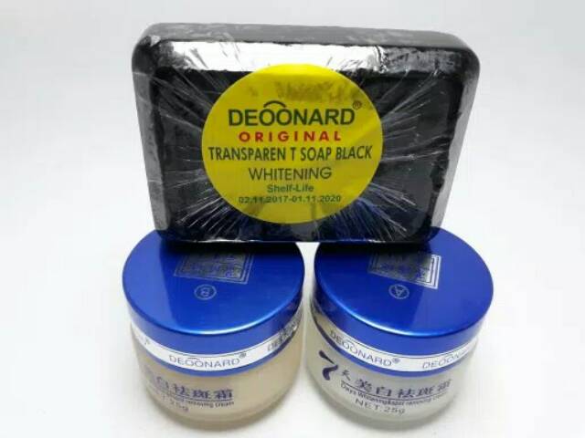 PAKET CREAM DEOONARD BIRU SIANG &amp; MALAM + SABUN HITAM