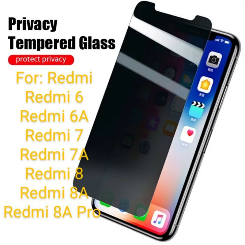 Redmi 6 6A 7 7A 8 8A pro Antigores Tempered Glass Spy TG Screen Guard protector privacy