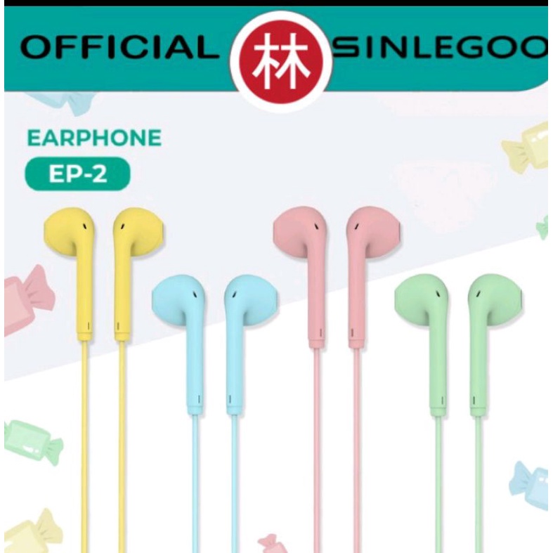 Sinlegoo EP-2 Wired Earphone Candy Edition Mega Bass With Mic