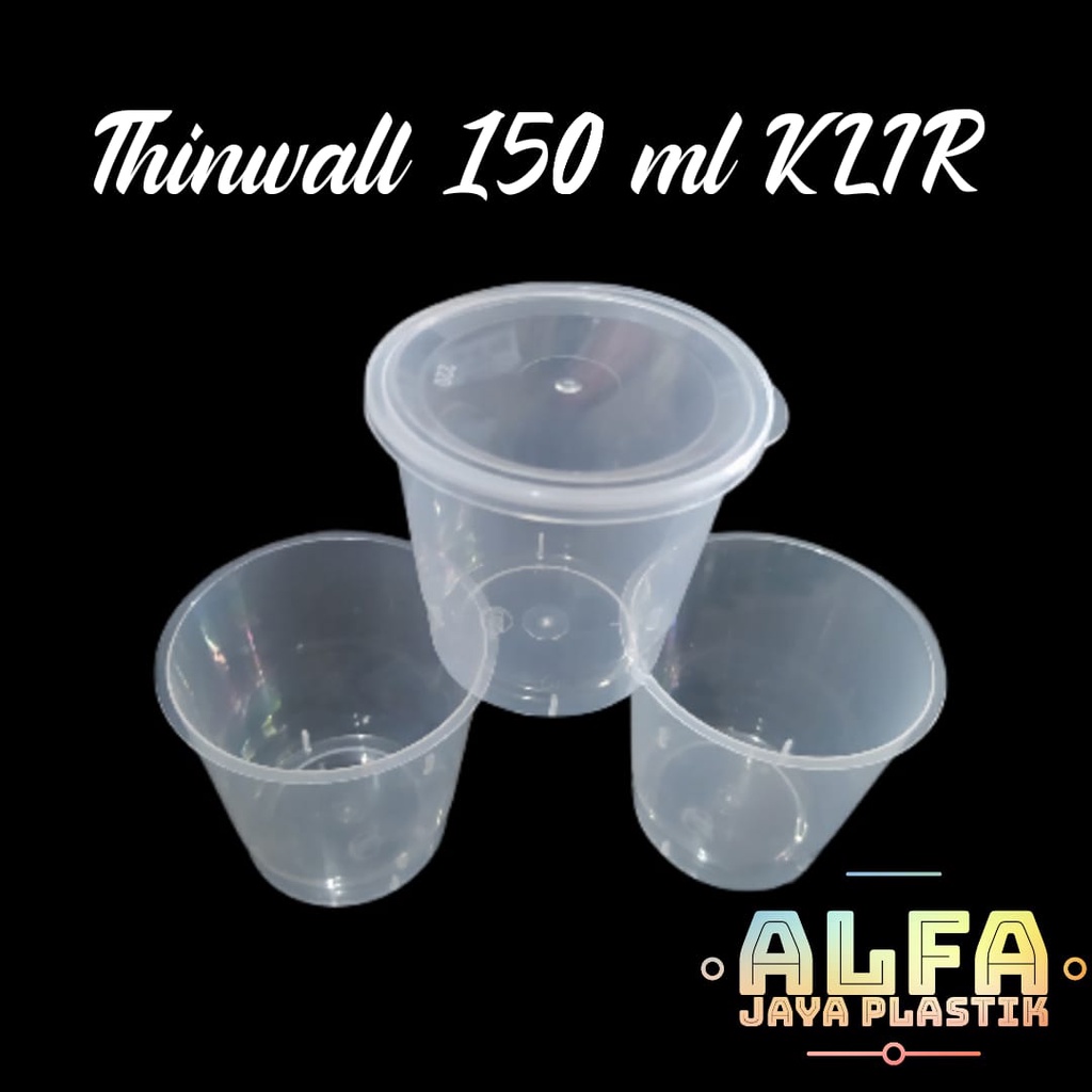 Thinwall gelas 150 ml KLIR / saos cup / puding / isi 25 set