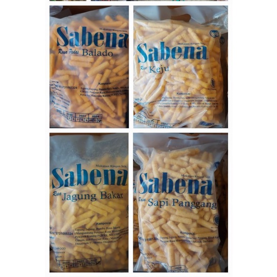 

sabena stik Variant Rasa Balado, Keju, Jagung Bakar, Sapi panggang isi 360gr