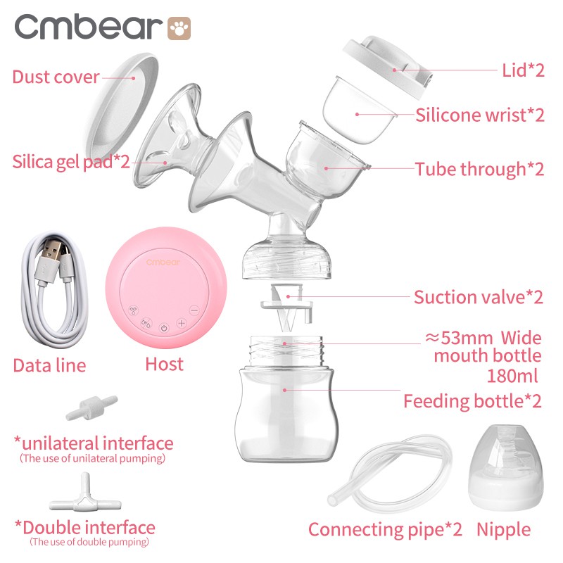 [ Rechargeable ] Cmbear Pompa ASI Elektrik Ganda / Double Electric Breast Pump ZRX-0628