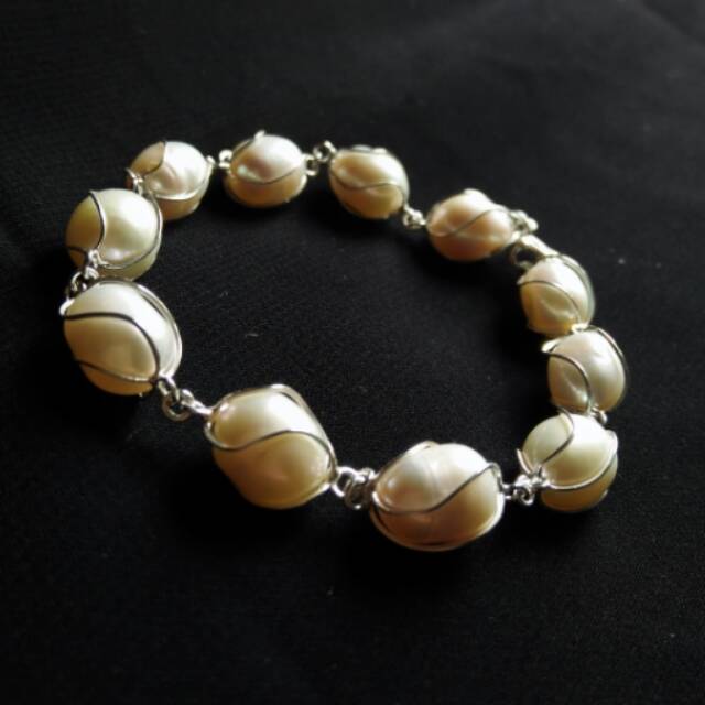 gelang perak mutiara lombok ecer grosir murah - aksesoris fashion wanita - perhiasan