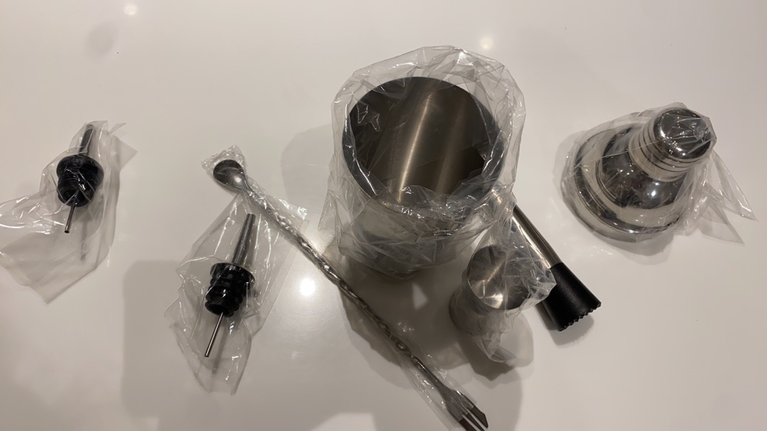 6 In 1 Bartender Bar Cocktail Stainless Steel Shaker Bartender Pengocok Minuman Peralatan Kopi Cafe