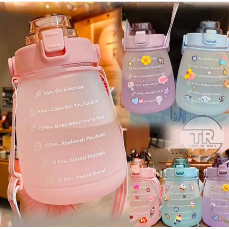 Botol Minum 1.2L Botol Motivasi Gemoy Rainbow Lucu BPA FREE Aman