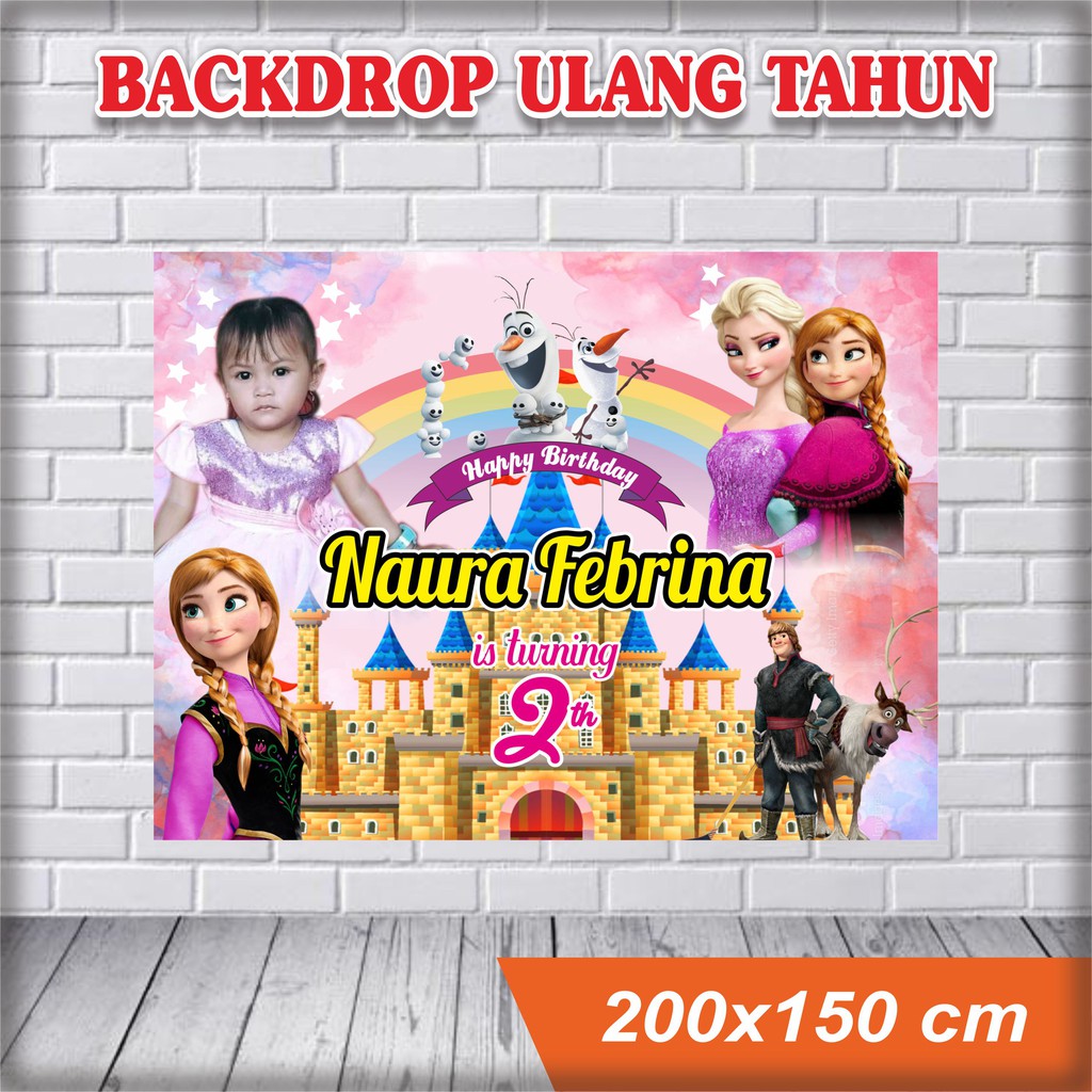 BANNER ULANG TAHUN / BACKDROP ULTAH / SPANDUK ULANG TAHUN FROZEN