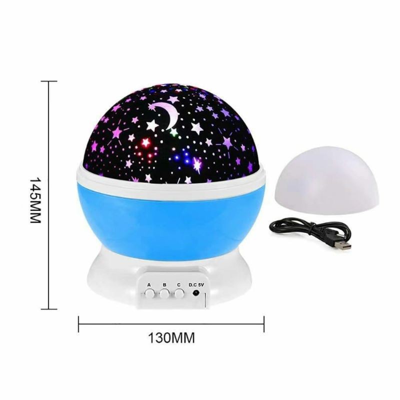 Lampu Tidur Hias Unik Dengan Model Proyektor Motif Bulan Bintang Sky Galaxy