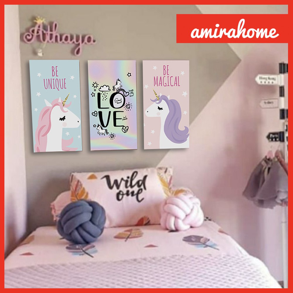 Wall decor Pony Hiasan dinding Unicorn Poster aesthetic kamar anak