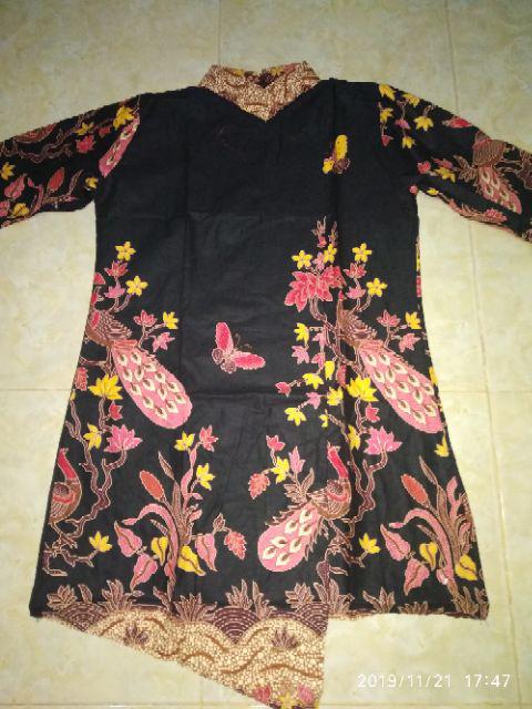 Tunik Batik Shibori Motiv Merak Bahan Katun Primisima Unggul Jaya Ukuran All Size Ld 105 Cm